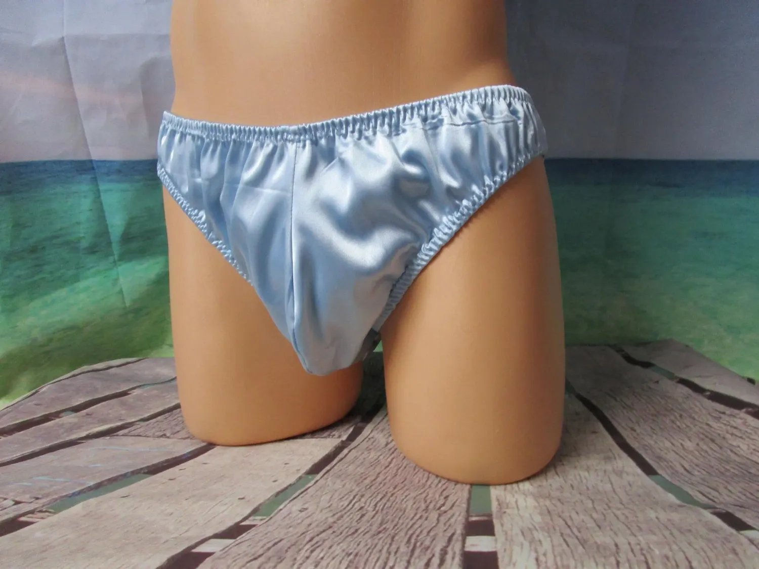 Satin Spandex French Cut High Leg Panty, Contoured Man Front