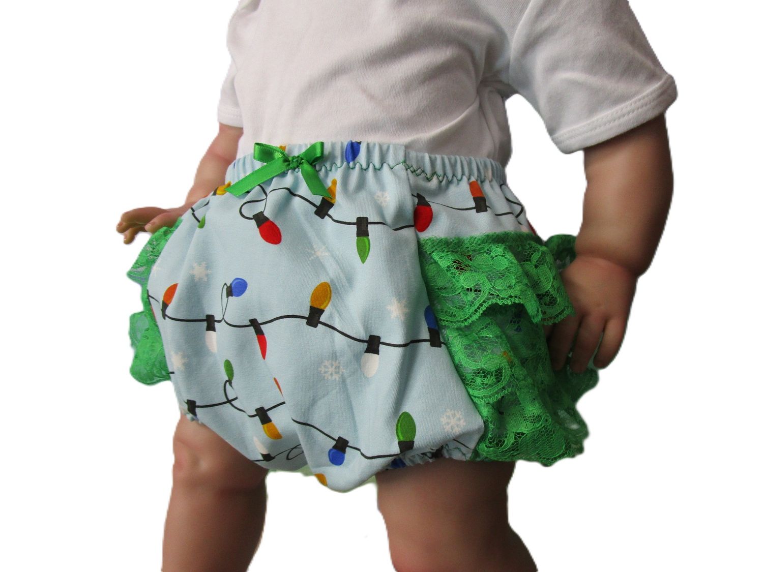 Festive Lights Cotton Knit Print, Handmade Diaper Cover, Ready to Ship today. Fits Size 2-3T
