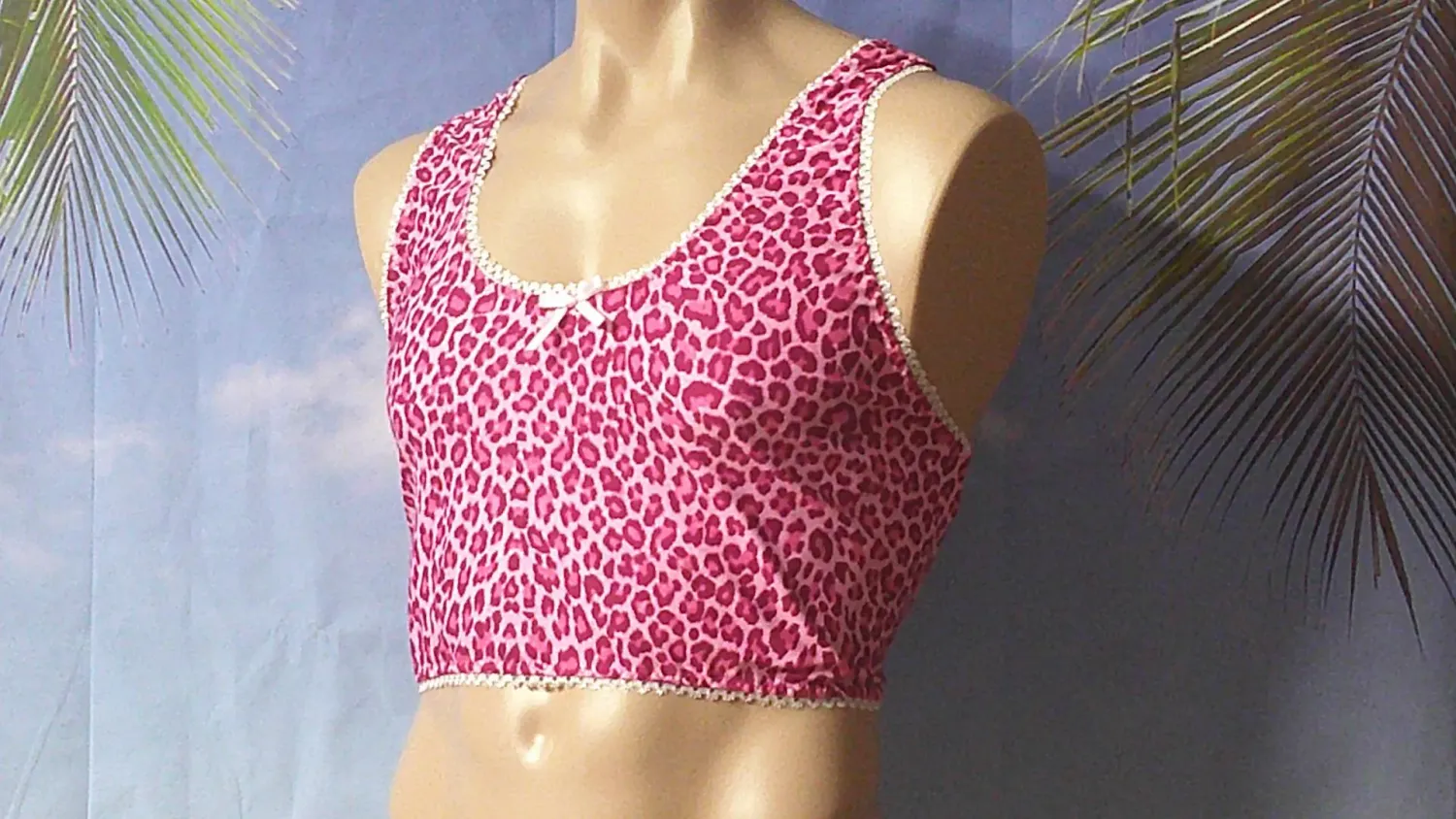 Nylon Spandex Prints Racer Top, Exercise Bra, Racer Back Bra, Picot Trim