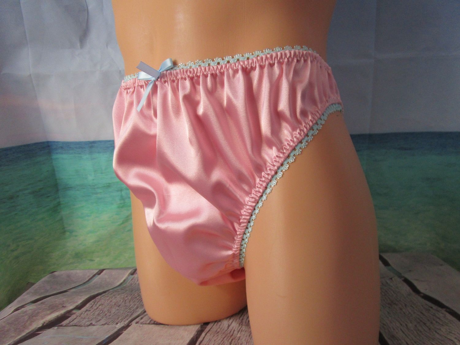 Satin French Cut High Leg, Medium Man Front, Picot Trim