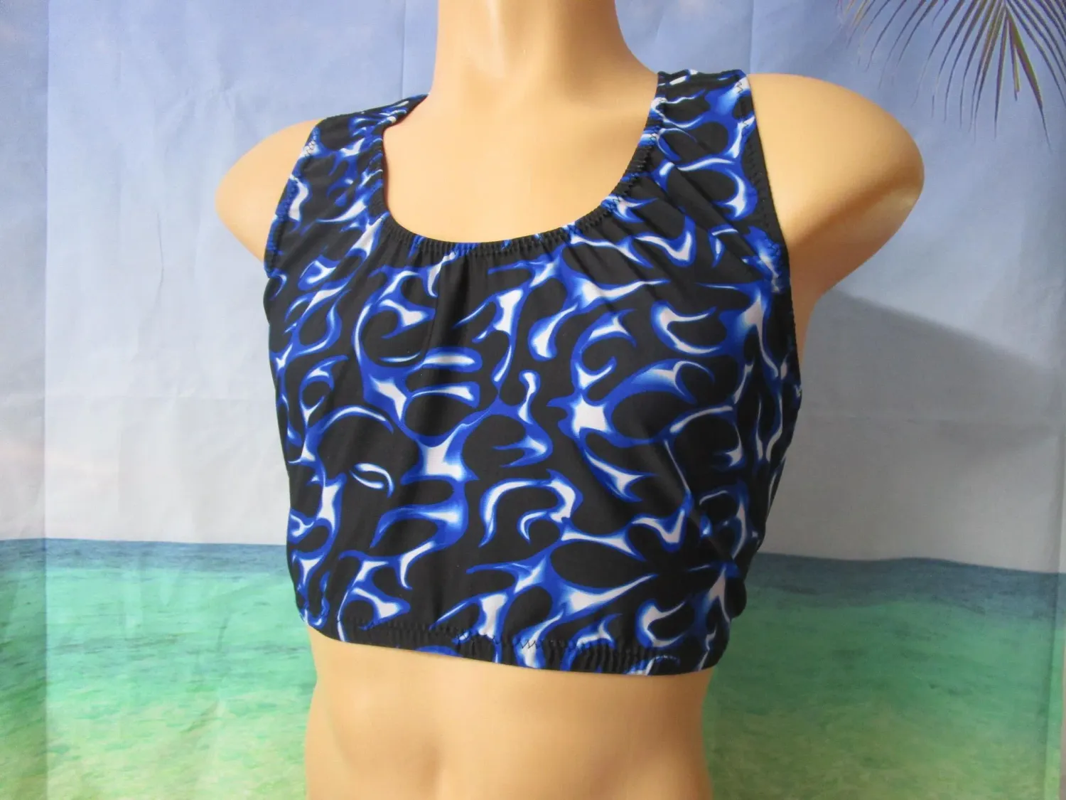 Nylon Spandex Prints Tank Top - Exercise Bra, Scoop Back Bra