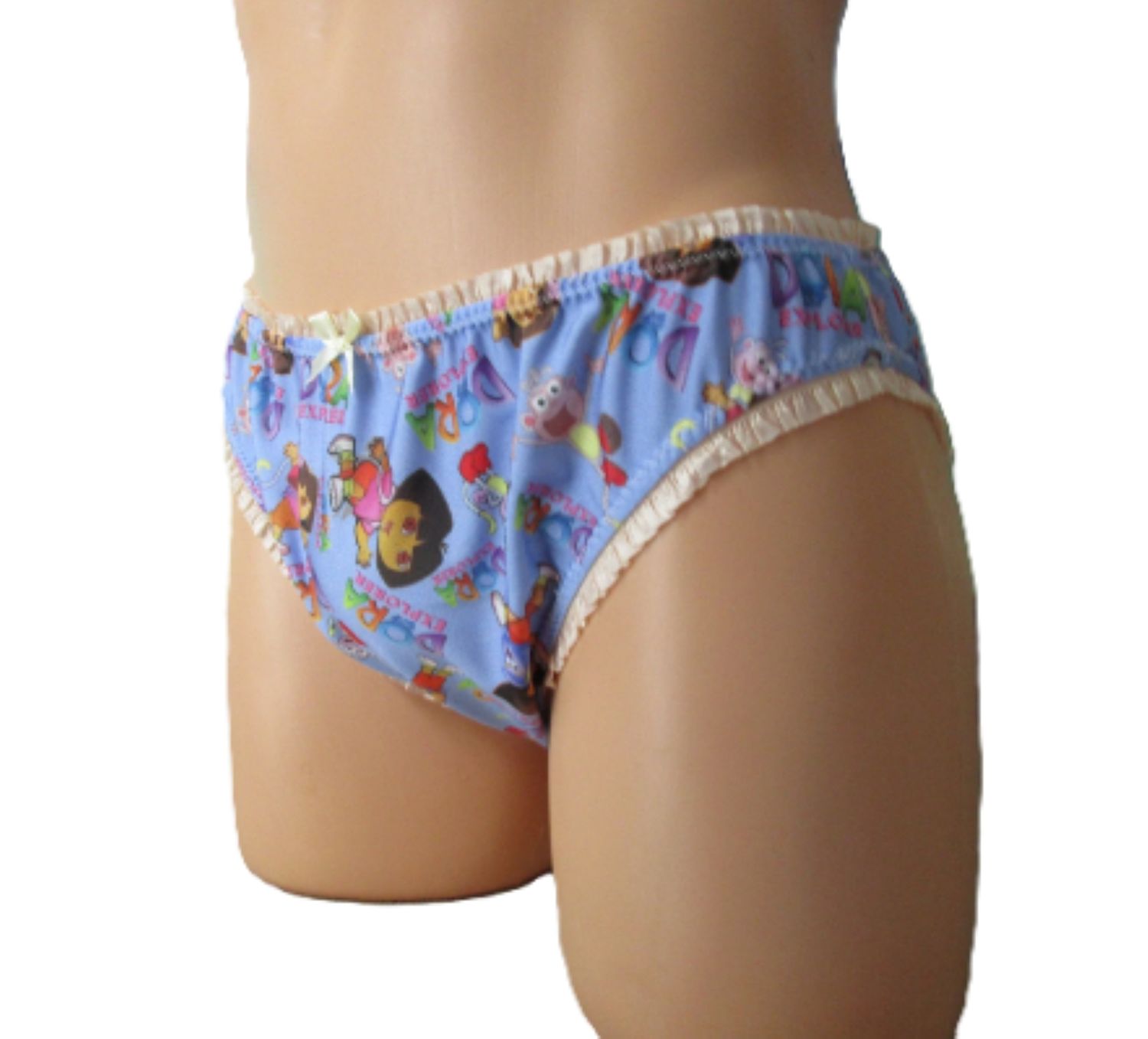 Nylon Spandex Prints Bikini, Medium Man Front, Ruffle Trim, Scrunch Butt option, Bow