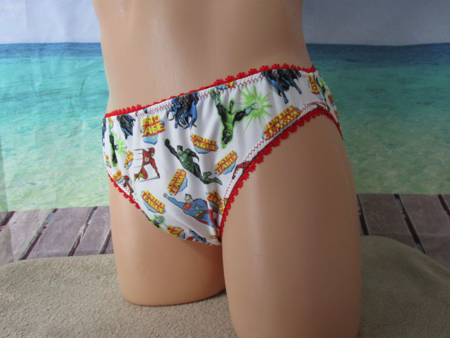 Nylon Spandex Prints French Cut High Leg, Medium Man Front, Picot Trim
