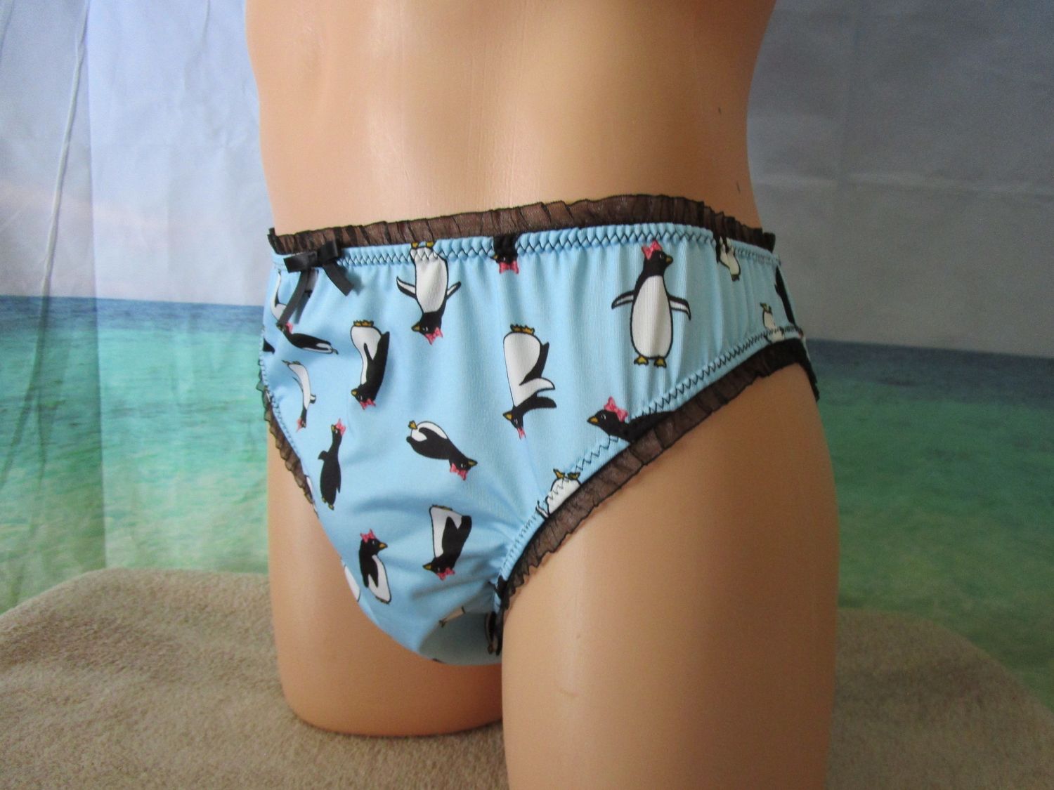 Nylon Spandex Prints French Cut High Leg, Medium Man Front, Ruffle Trim