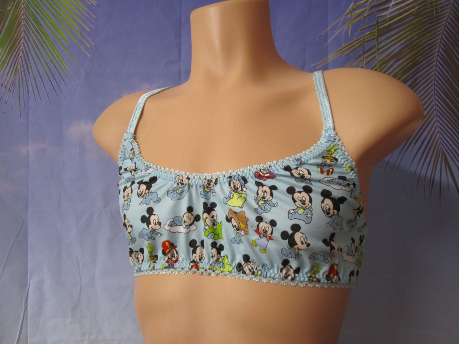 Brushed Knit Prints Training Bra, Picot Trim, FOE Adjustable Straps