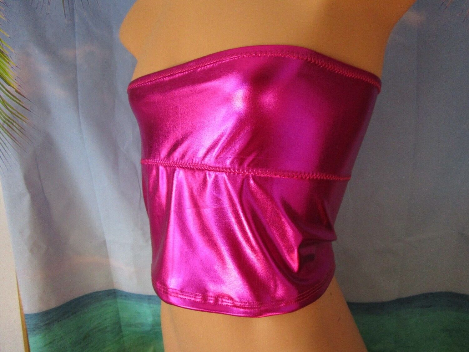 Hot Pink Faux Leather Spandex Princess Dance Top 12&quot; sides