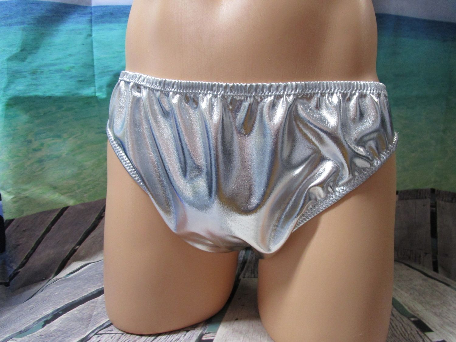 Faux Leather Hipster Brief, 3&quot; Sides, Medium Man Front