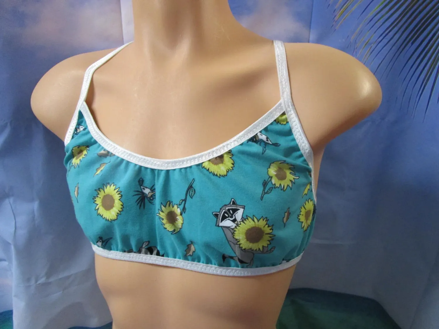 Cotton Knit Prints Training Bra, Flat Front Bralette, FOE Trim