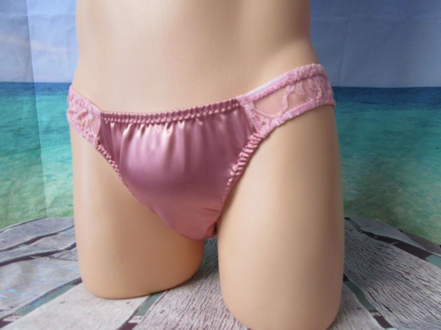 Satin &amp; Floral Oval Lace Bikini, Medium Man Front