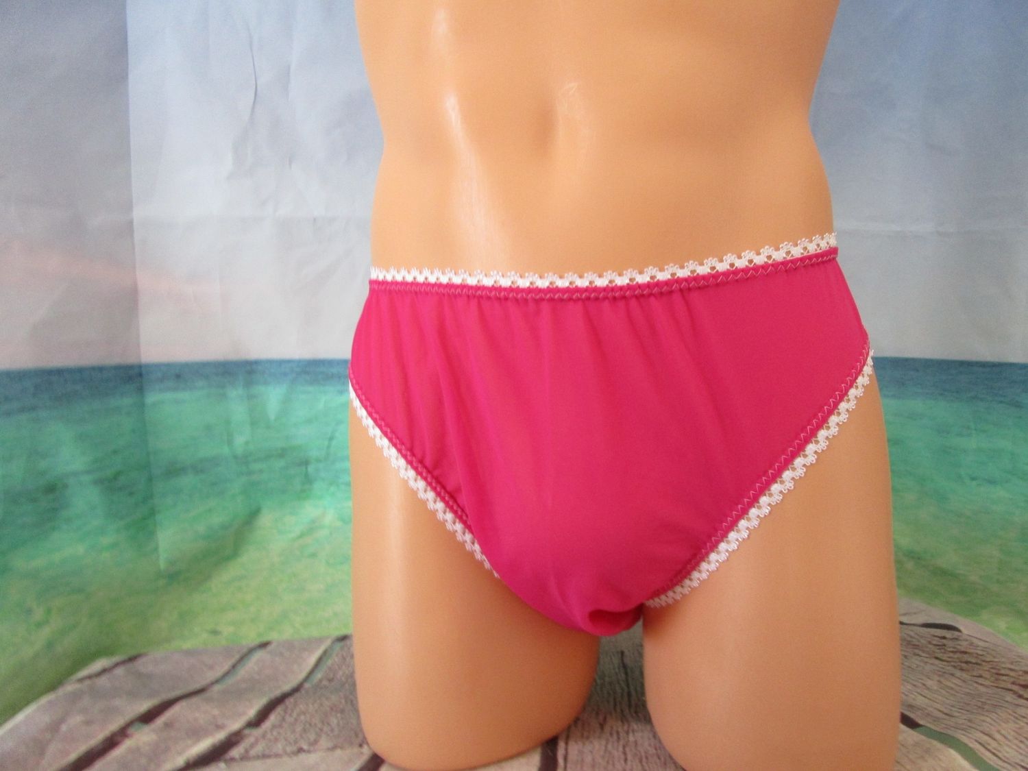 Power Mesh Bikini, Medium Man Front, Picot Trim