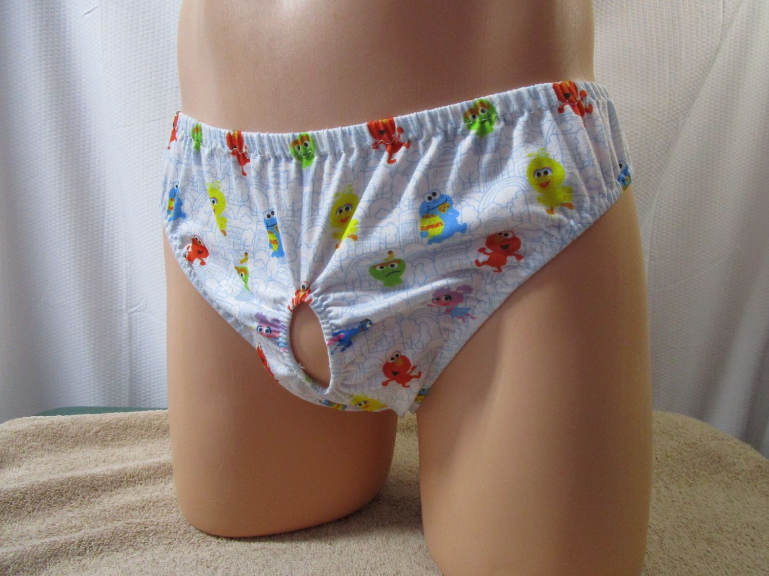Cotton Knit Prints Bikini, Open Front, No Trim