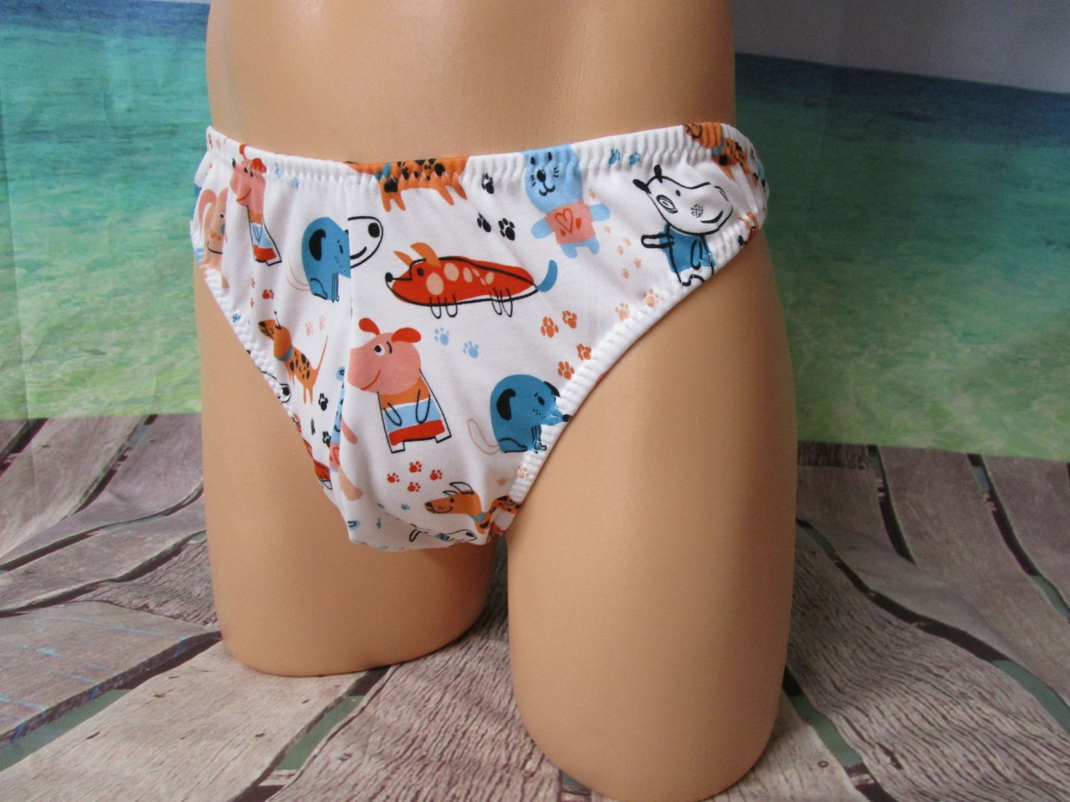 Cotton Knit Prints Bikini, Contoured Man Front, No Trim