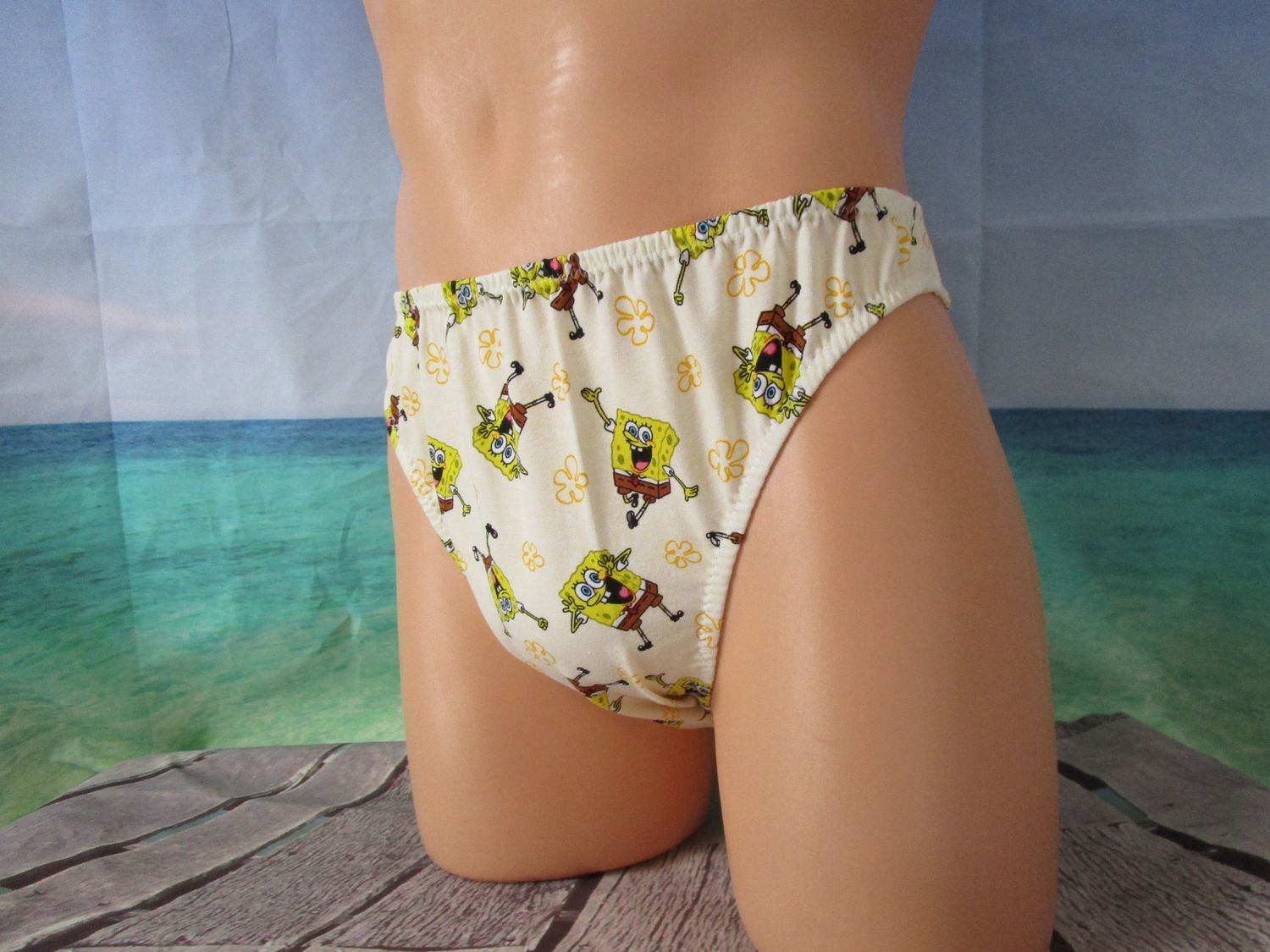 Cotton Knit Prints French Cut High Leg Panty, Medium Man Front, No Trim