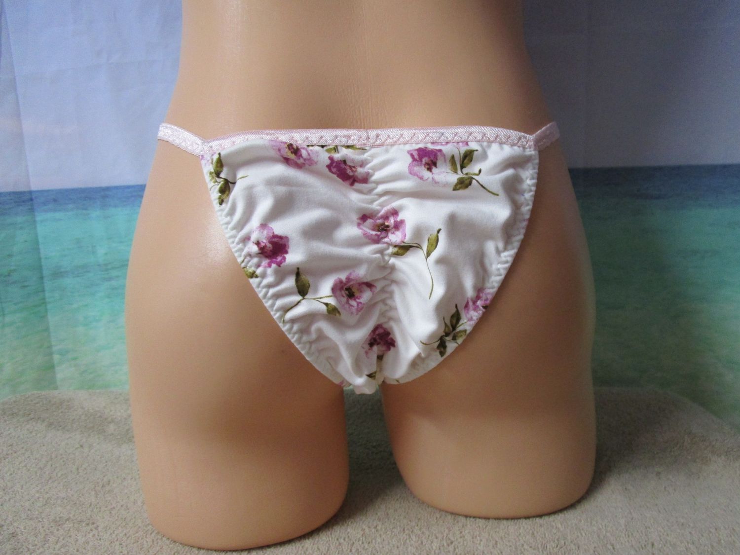 Brushed Knit Prints String Bikini, Tanga Rear