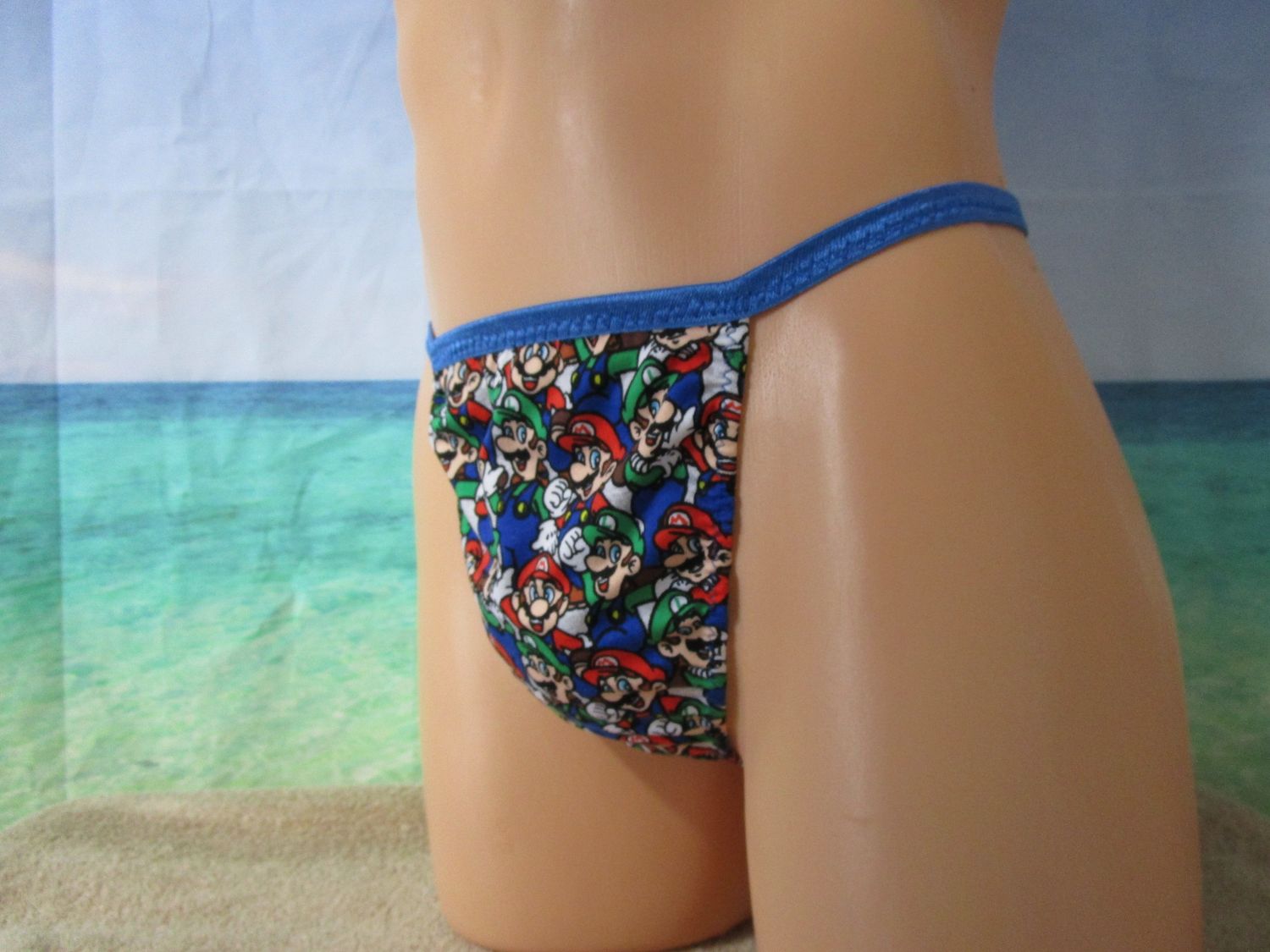 Brushed Knit Prints String Thong, Medium Man Front