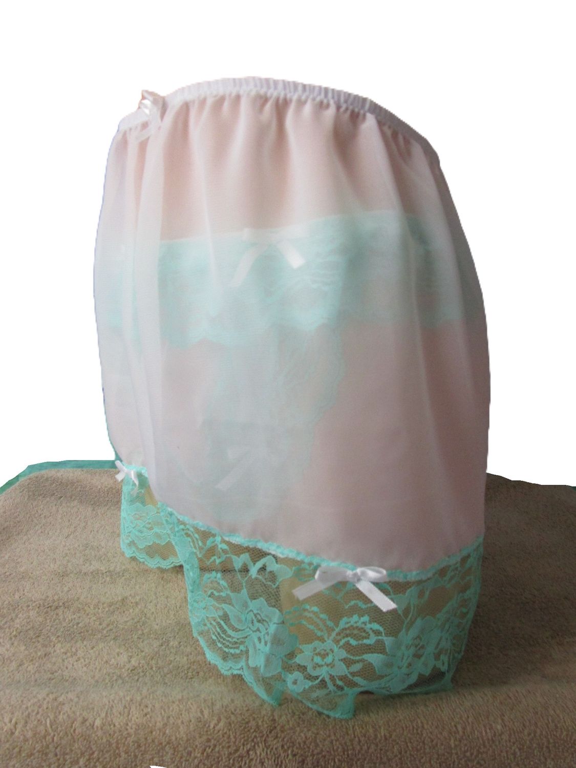 Chiffon Slip, 15&quot; Semi Sheer, Lace Trim