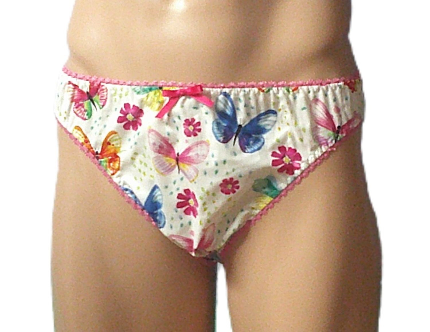 Juvenile Cotton Bikini, Medium Man Front, Picot Trim