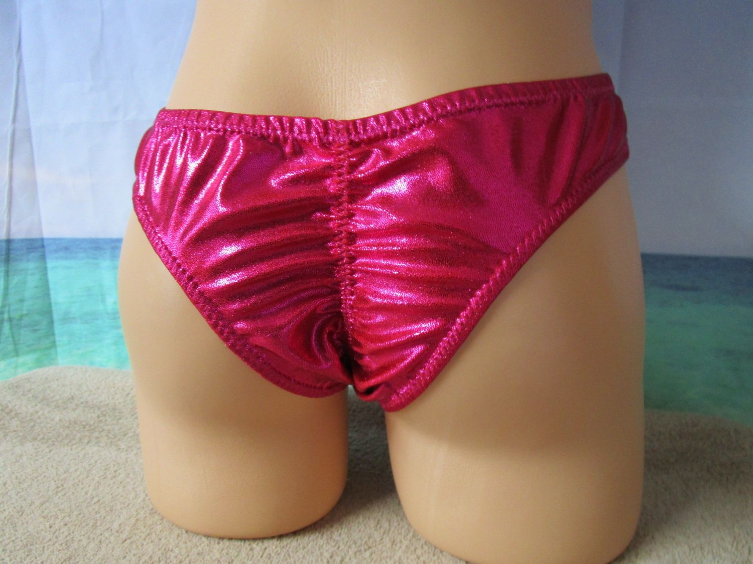 Metallic Dot Spandex Brazilian Bikini, Medium Man Front