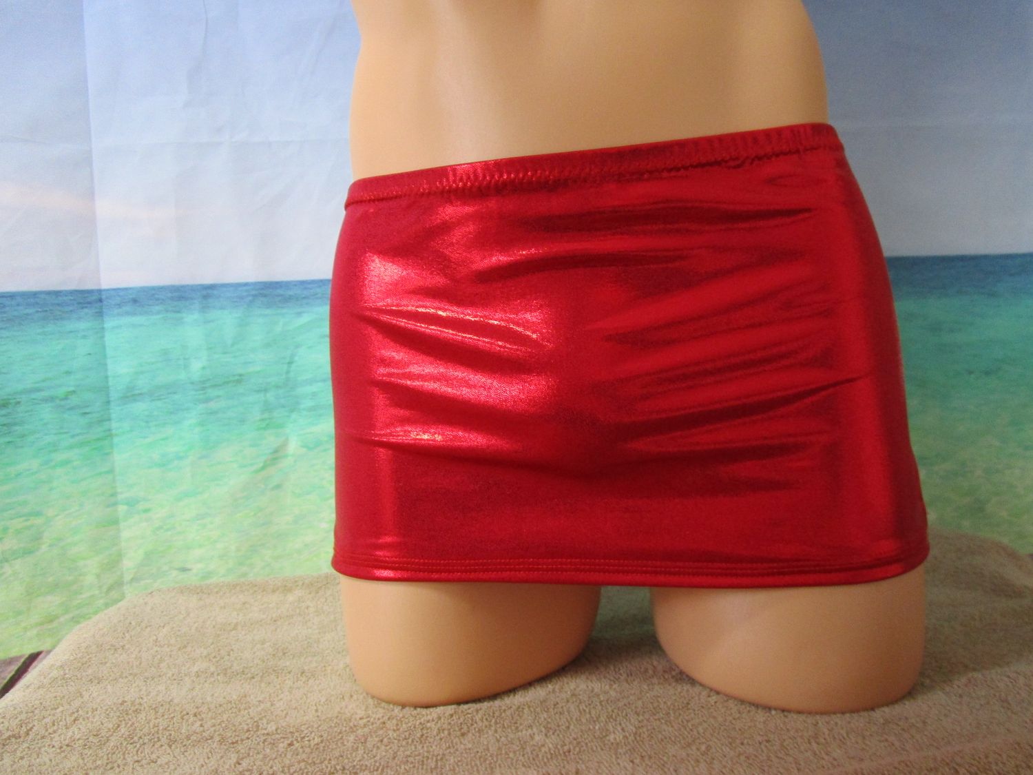 Metallic Dot Spandex Micro Mini Skirt, 3&quot; Side Slits, 8-12&quot;