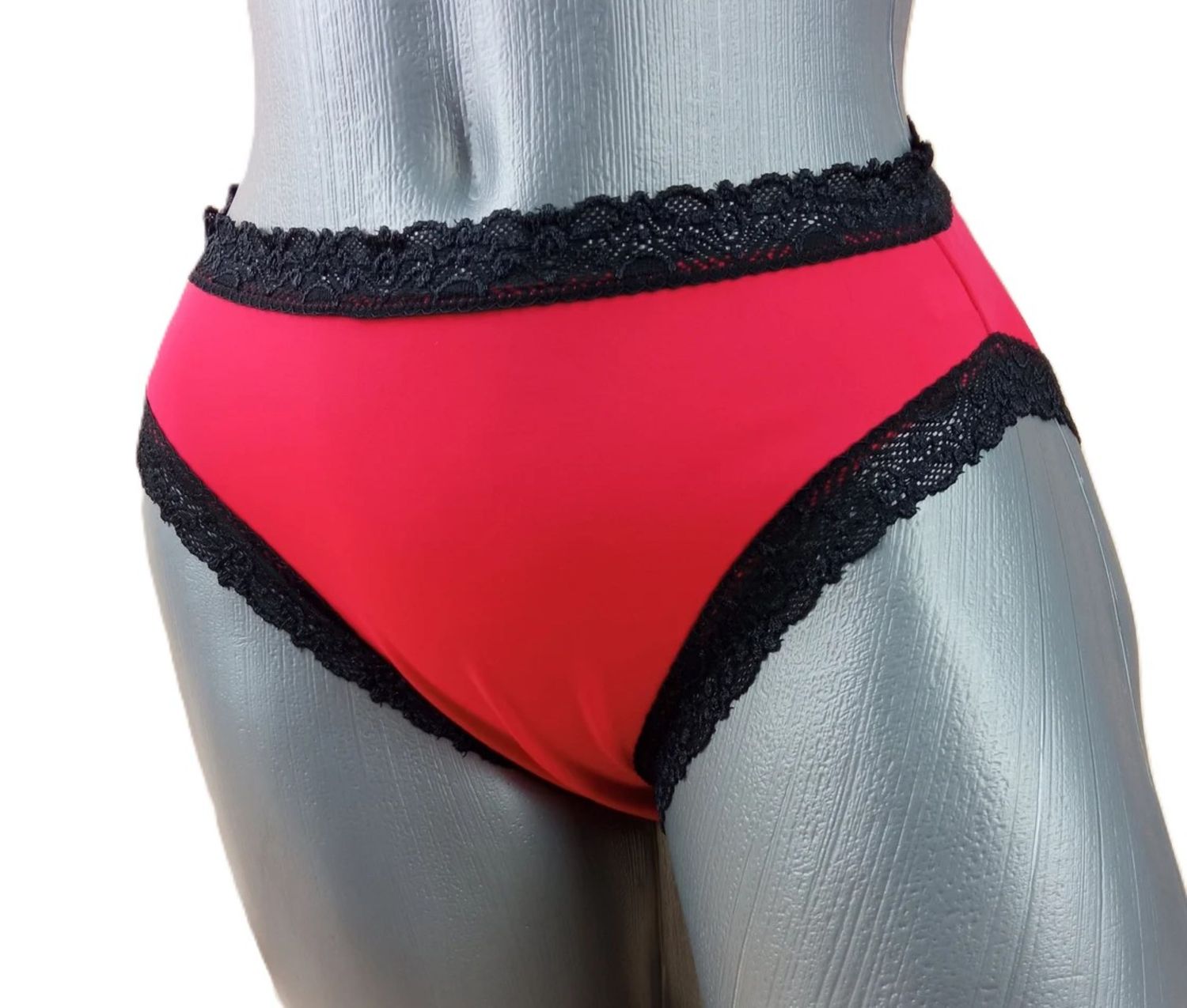 Cotton Knit &amp; Victorian Lace French Cut High Leg Panty