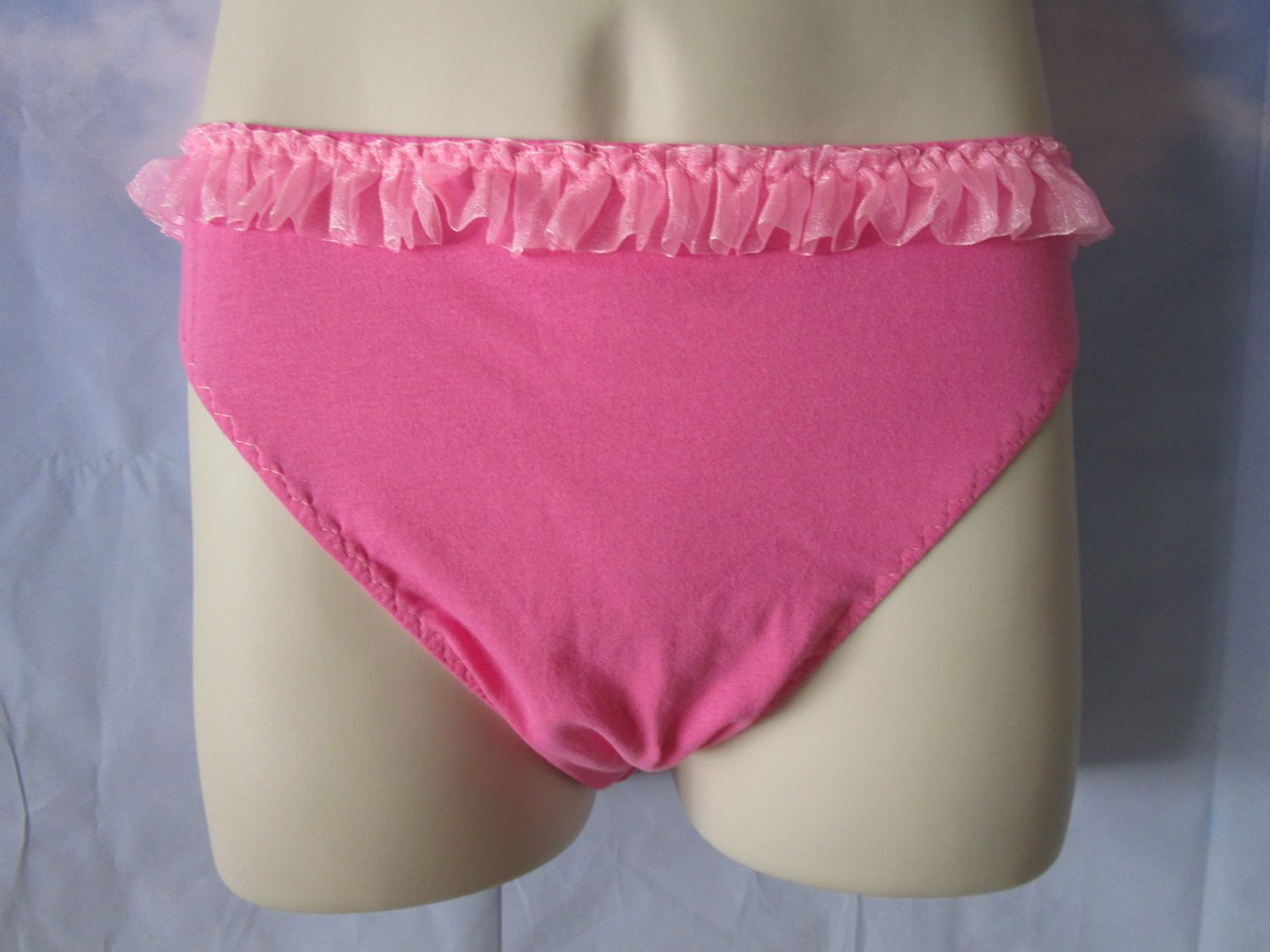 Cotton Knit Bikini, Medium Man Front, Ruffled Tulle Top