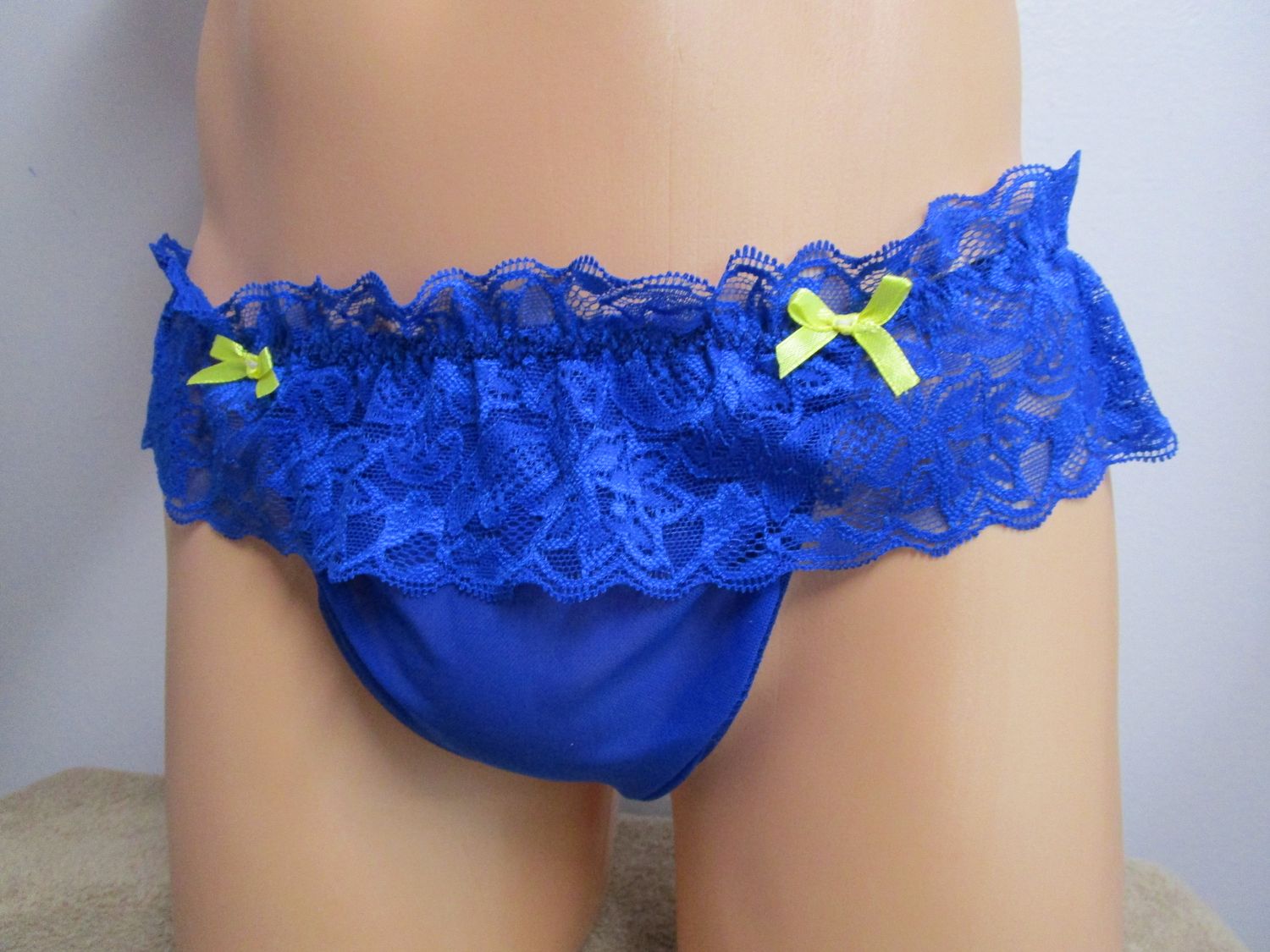 Nylon Tricot Jockstrap, Lace Top, Bows