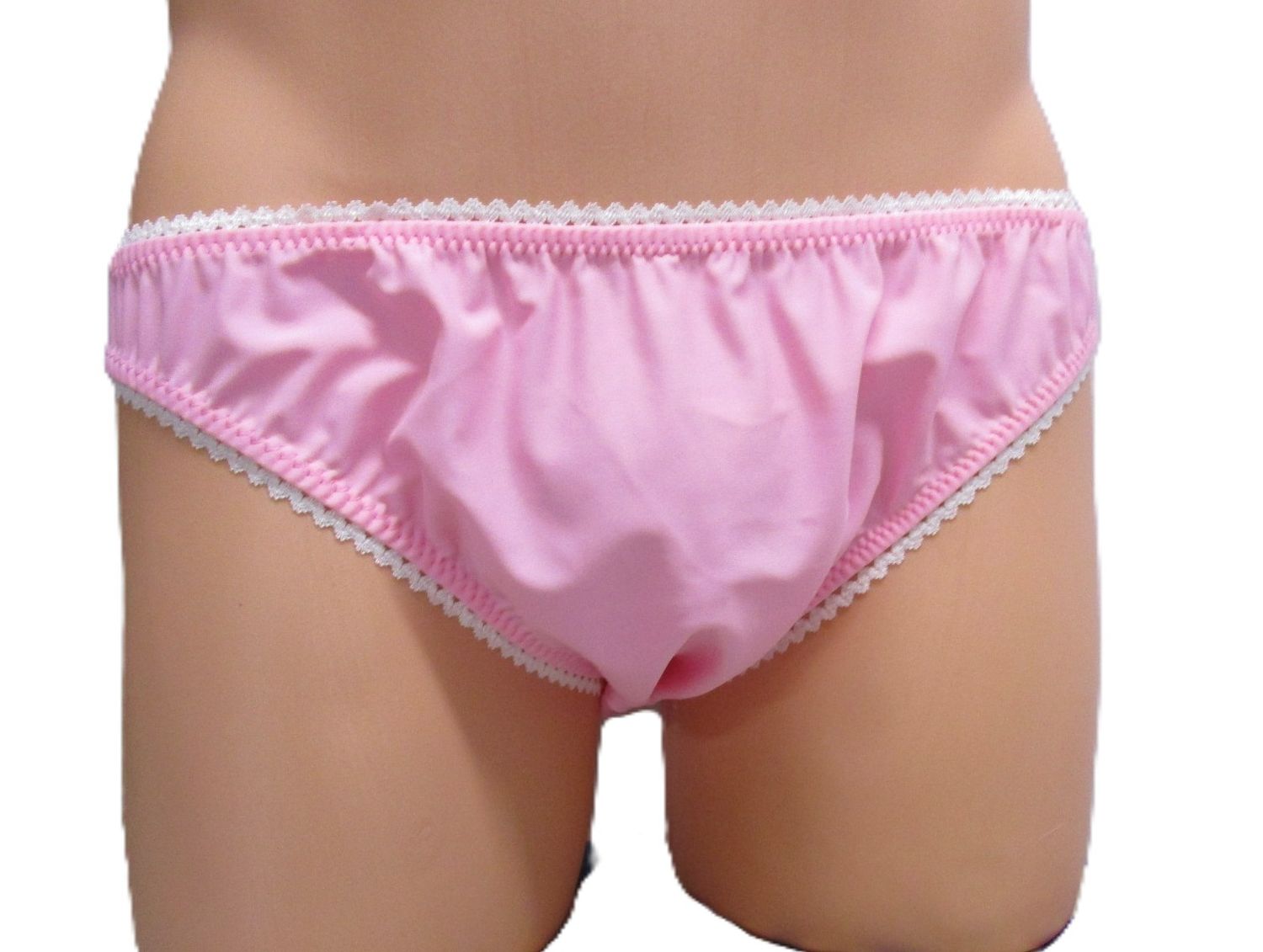 Nylon Spandex Bikini, Open Butt, Lace &amp; Picot Trim