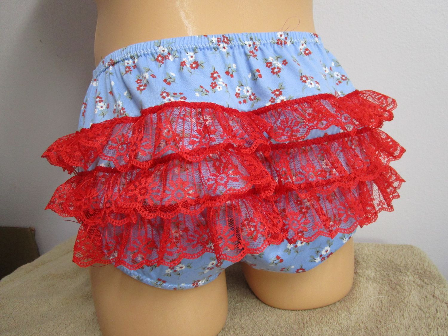 Brushed Knit Prints High Waist, 8&quot; Sides, Granny Panty, Lace Butt