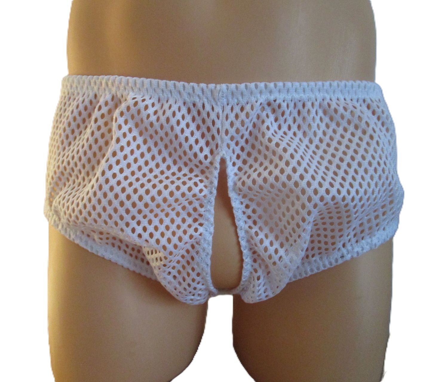 Athletic Nylon Mesh, Medium Hole,Crotchless Brief, 5&quot; Sides, Medium Man Front