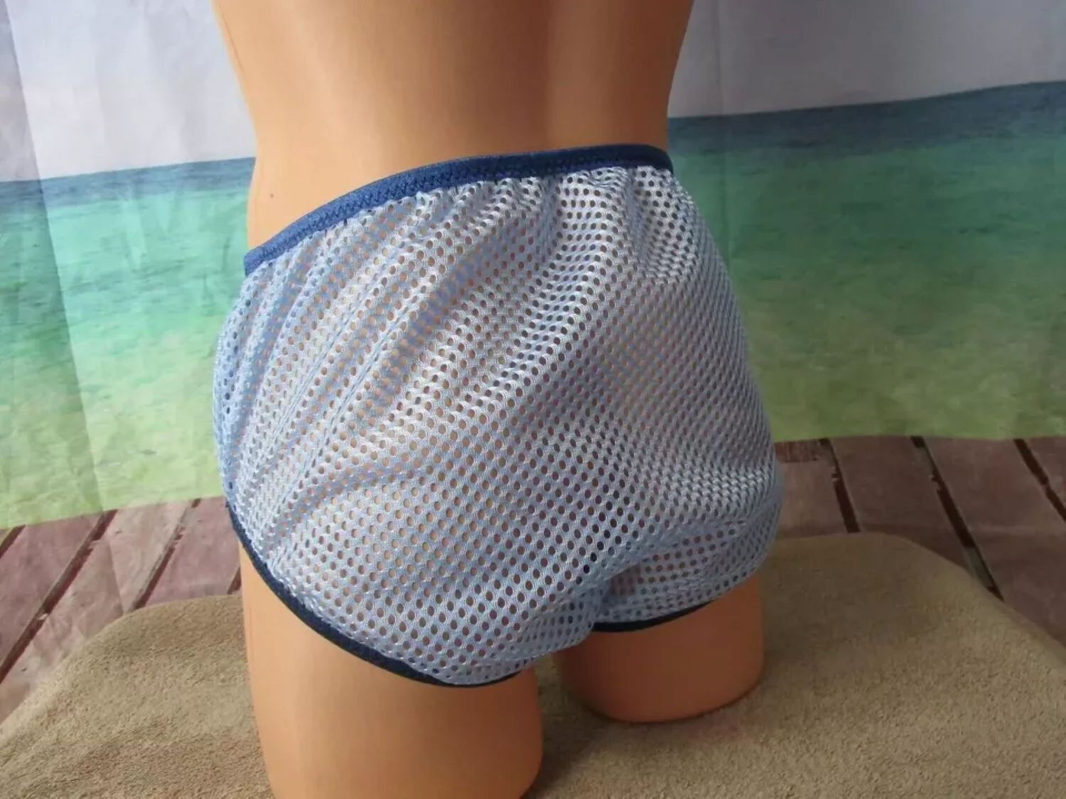 Athletic Nylon Mesh, Medium Hole, Classic  Fly Brief, 5&quot; Sides, Medium Man Front