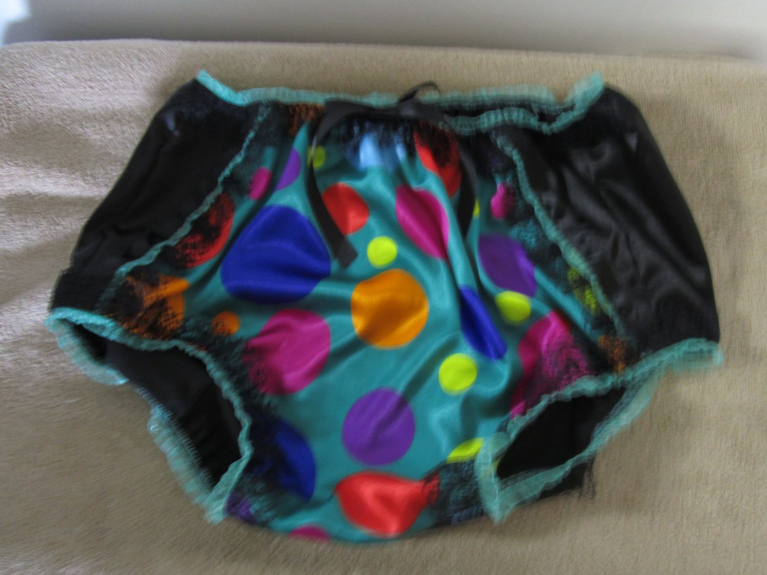 Satin High Waist Briefs, 8&quot; Sides, Satin Prints &amp; Lace Front