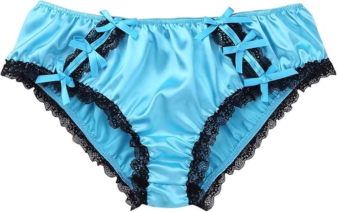 Satin Hipster Brief, Man Panties, Medium Front, Lace &amp; Ribbon Trim