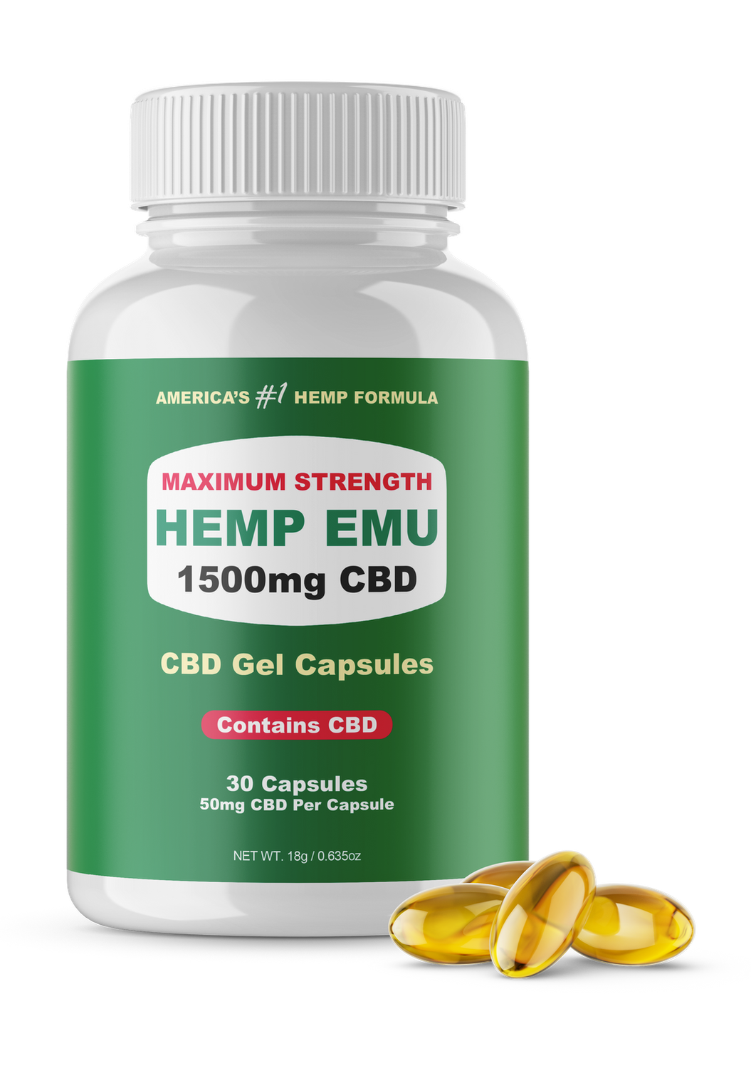Hemp Emu 1500mg CBD Gel Capsules