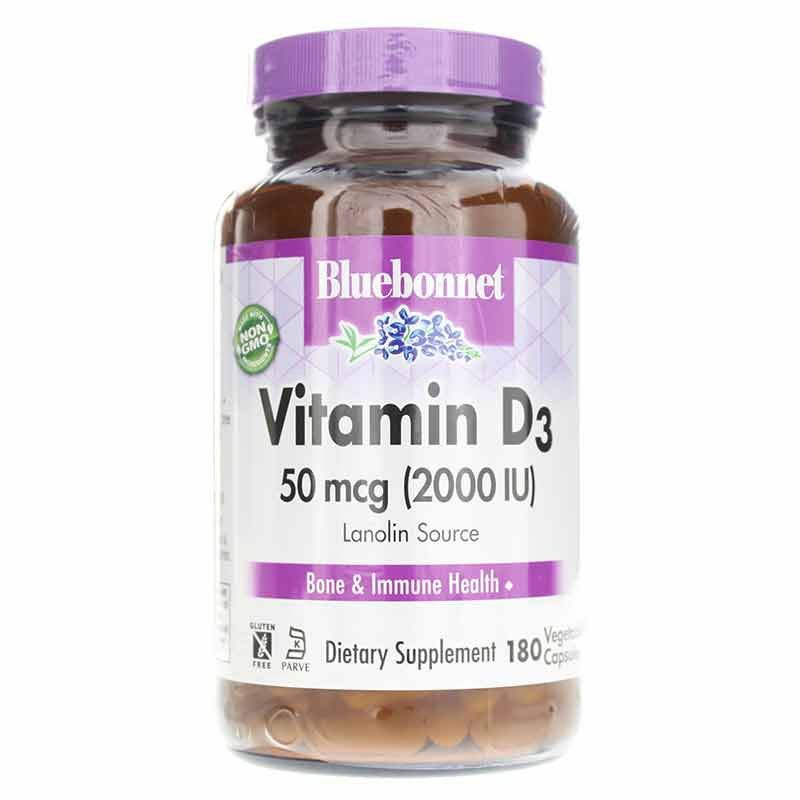Bluebonnet - Vitamin D3 2000IU Lanolin source 180 Caps
