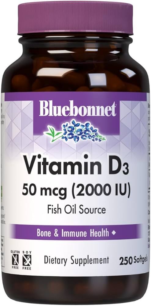 Bluebonnet - Vitamin D3 2000IU Fish oil source 250 softgelss