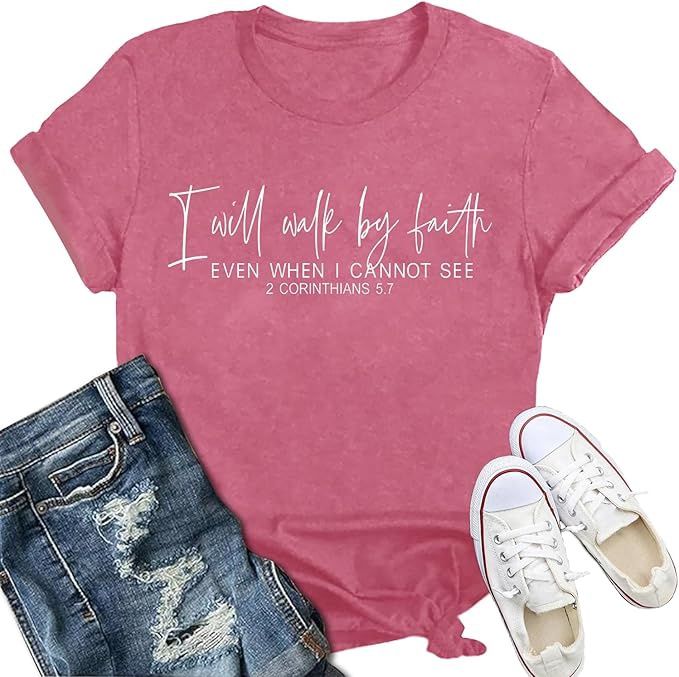 T-Shirt 2 Corinthians 5:7 (Pink)