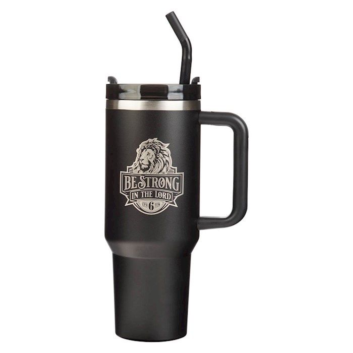 Stainless Steel Tumbler-Black W/ Straw-Eph. 6:10
