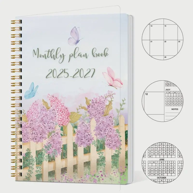 2025-2027 Monthly Plan Book-Floral