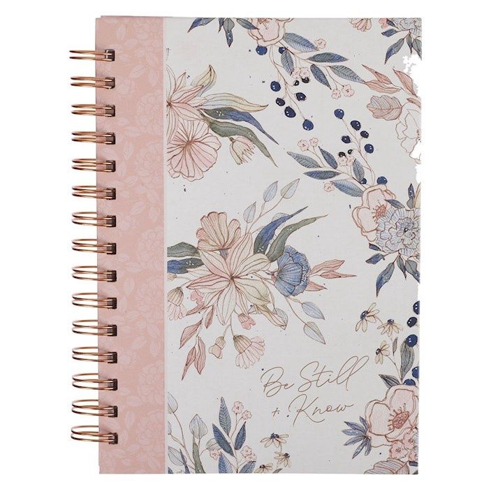 Journal Wirebound-Be Still Ps. 46:10-Pink/Blue Floral