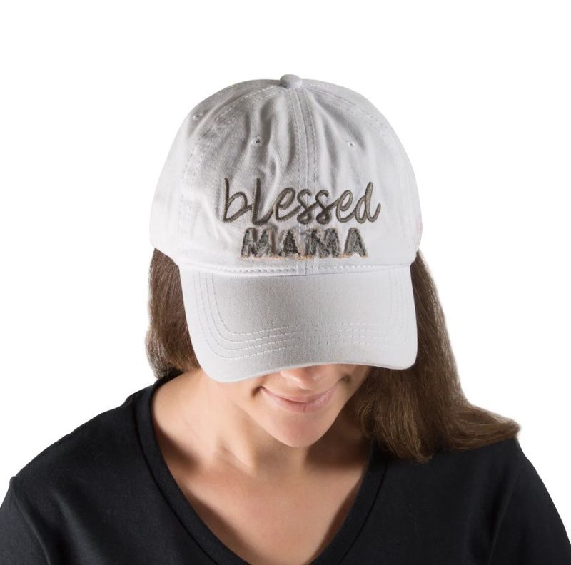 Hat-Blessed Mama-White (Adjustable)
