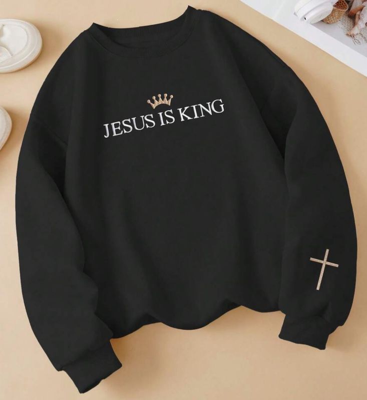 JESUS IS KING BLACK EMBROIDERY