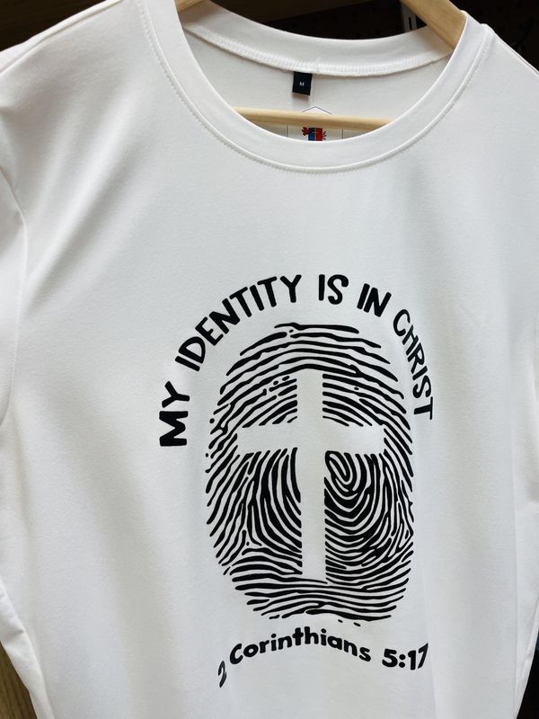 MENS T-SHIRT CROSS PATTERN PRINT WHITE