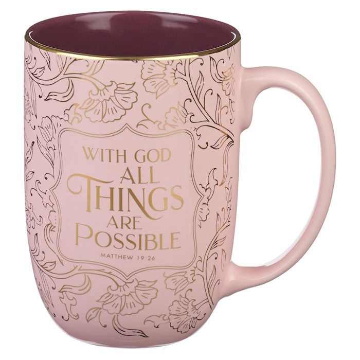 Ceramic Mug-With God Matt. 19:26-Pink