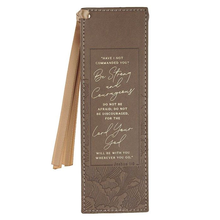Bookmark-Strong &amp; Courageous Josh.  1:9-Faux Leather-Brown