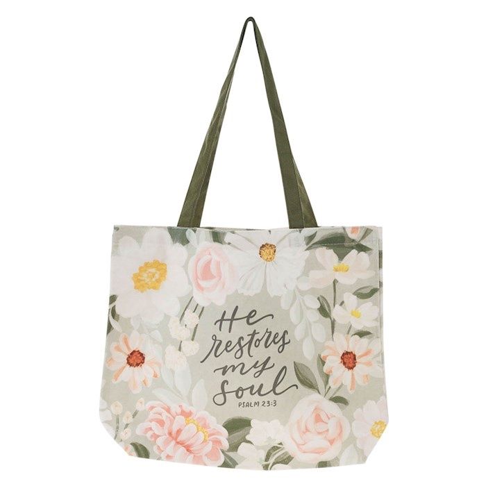 Canvas Tote Bag-He Restores My Soul