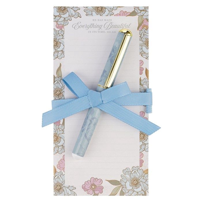 Magnetic Notepad W/ Pen-Everything  Beautiful/Bloom