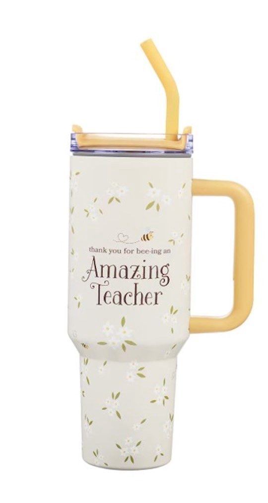 Travel Mug-Amazing Teacher W/ Straw (40  Oz)  (Stainless Steel)