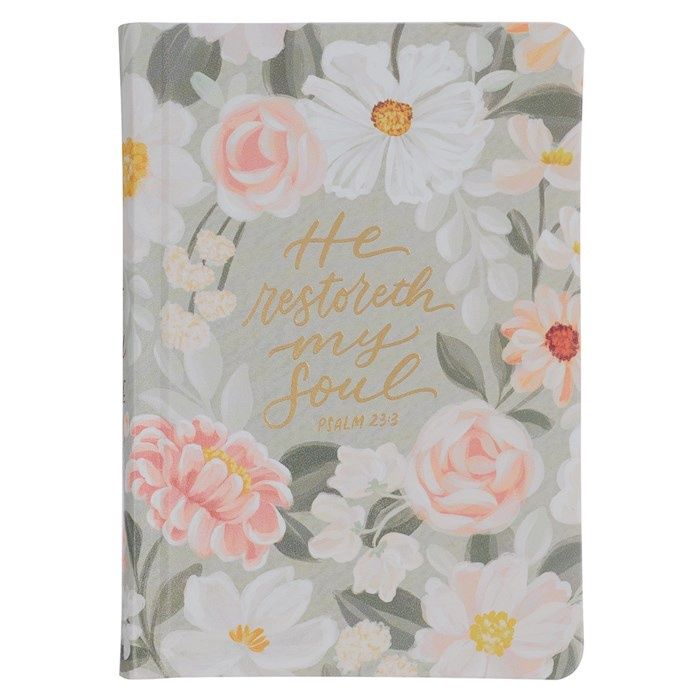 Kjv Compact Bible (Psalm 23:3)-Lichen Gray  Floral Faux Leather