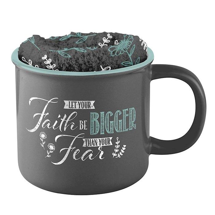 Mug &amp; Sock Gift Set-Let Your Faith Be Bigger Than Your Fear (Mug 12oz/Sock  10.5")
