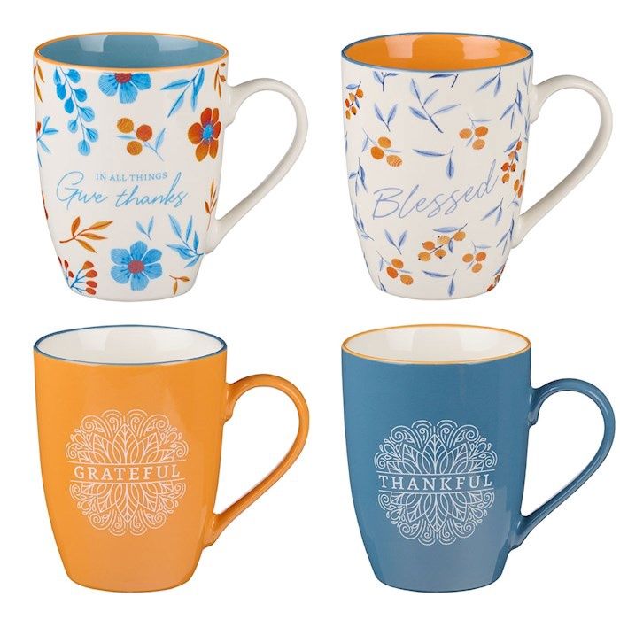 Mug Set-Thankful Grateful Blessed (Set Of  4) (Mugs29)